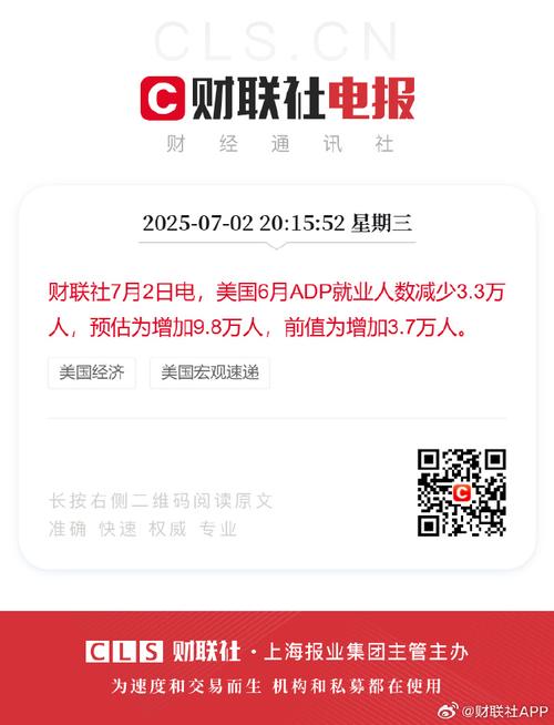 证监会强调资本市场改革等要点，美国6月ADP就业人数意外减少