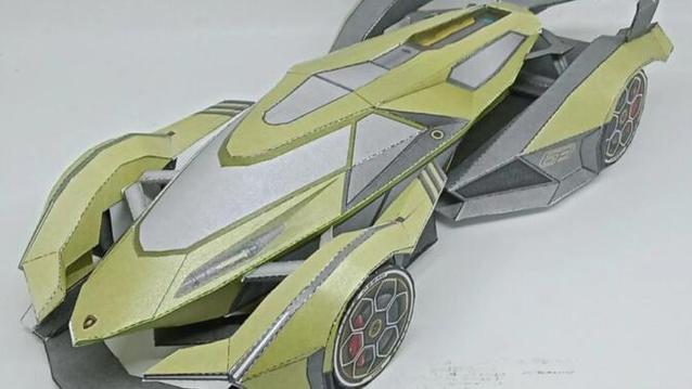 纯手工兰博基尼纸_DIY兰博基尼模型_手工制作兰博基尼