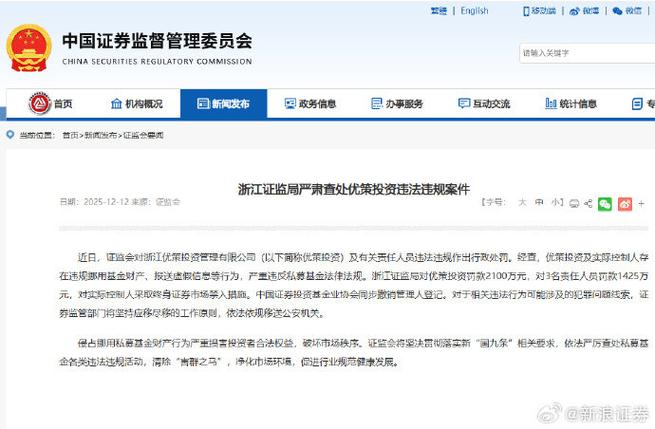 优策投资违规挪用基金财产遭重罚，虚假报送信息被撤销登记